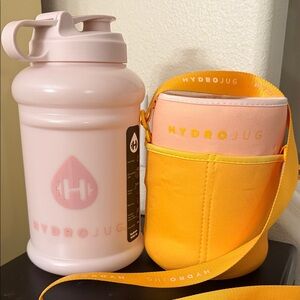 HydroJug Light Pink Bottle with Bright Yellow Carrier